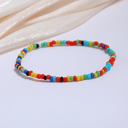 All-match Color Rice Bead Anklet Beach Style Jewelry