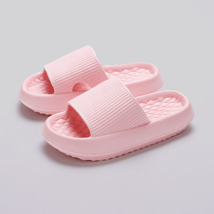 Summer EVA Slippers Solid Color Rhombus Stripe Anti-slip Slippers New Home Shoes