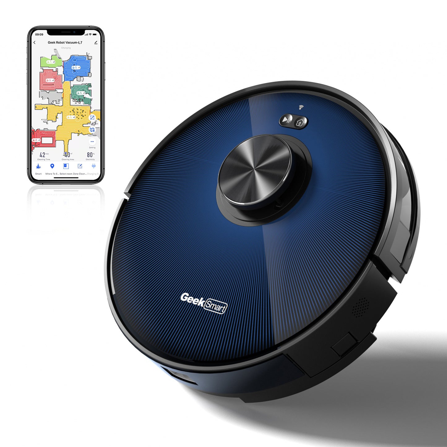 Geek Smart L7 Robot Vacuum Cleaner And Mop, LDS Navigation, Wi-Fi Connected APP, Selective Room Cleaning,MAX 2700 PA Suction, Ideal For Pets And Larger Homes