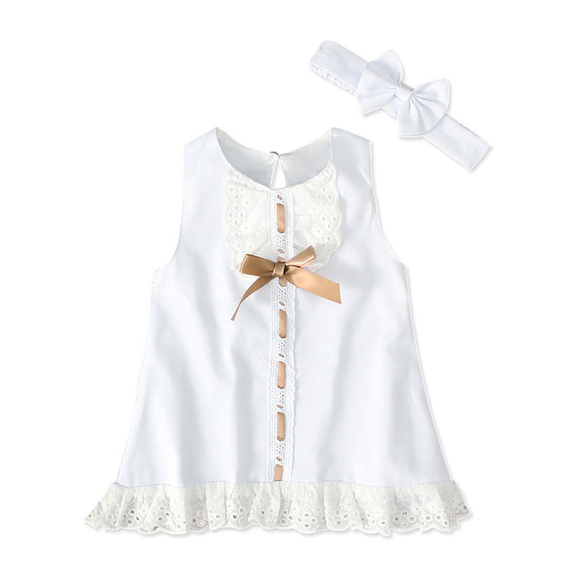 Girls cute baby sleeveless bow skirt