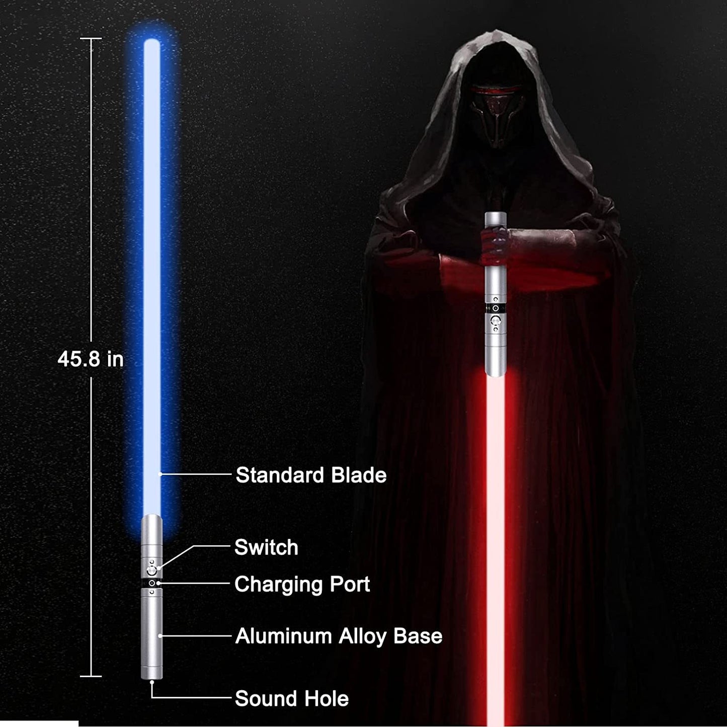 Star Wars Lightsaber, RGB 20 Colors Changeable, LED Light Sword, With Premium Quality, With Sound Effects and Darth Vaders Voice, Aluminum Alloy Hilt For Adults/Kids Fx Light Saber