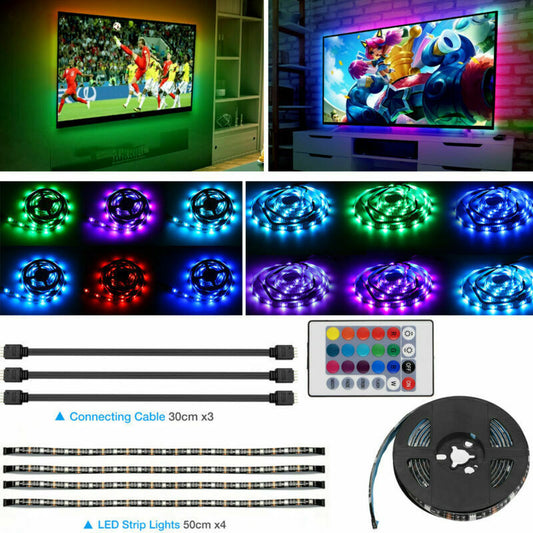 RGB LED Strip TV Background Light Remote Kit For TV 4x50CM USB 5V