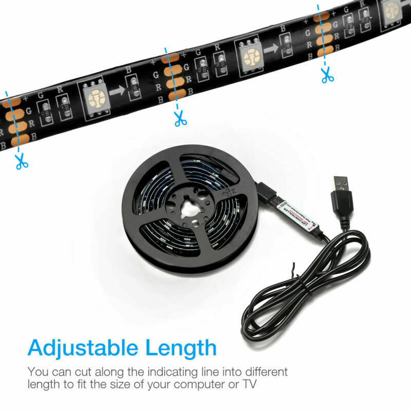 RGB LED Strip TV Background Light Remote Kit For TV 4x50CM USB 5V