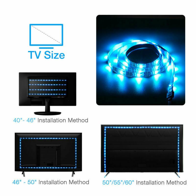 RGB LED Strip TV Background Light Remote Kit For TV 4x50CM USB 5V