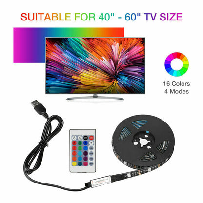 RGB LED Strip TV Background Light Remote Kit For TV 4x50CM USB 5V