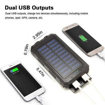 20000mAh Solar Power Bank Waterproof 2USB LED Battery Charger For Cell Phone