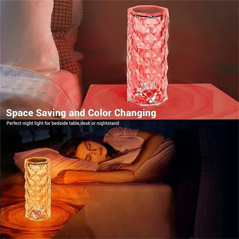 LED Crystal Table Lamp Rose Light Touch Enabled 16 Colors