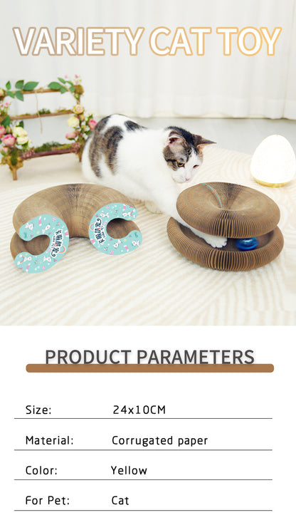 Deformable Interactive Corrugated Foldable Cat Scratcher Cardboard