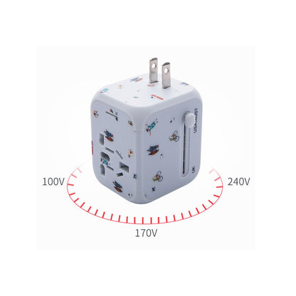 WorldWide Universal Outlet Travel Adapter UK EU US AU Multi Plug Charger W 2USB