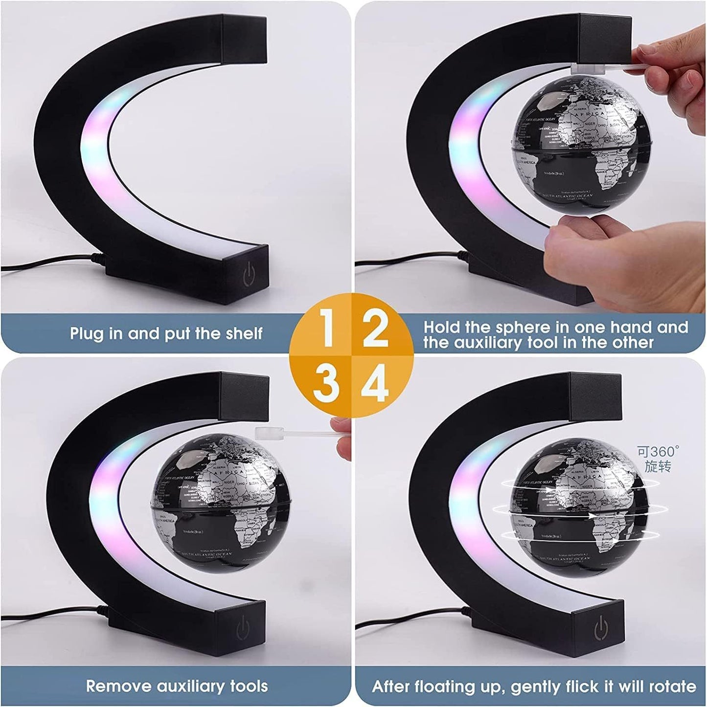 Magnetic Levitating Globe With LED Light  - 3.5 Inch Floating Globe Decor, Perfect Gift for Office and Home Canada Warehouse