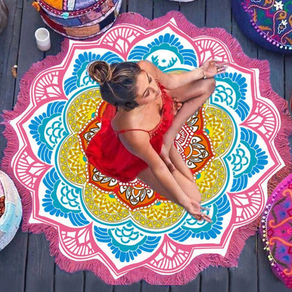 Polygon Printing Tassel Round Bath Towel Yoga Mat