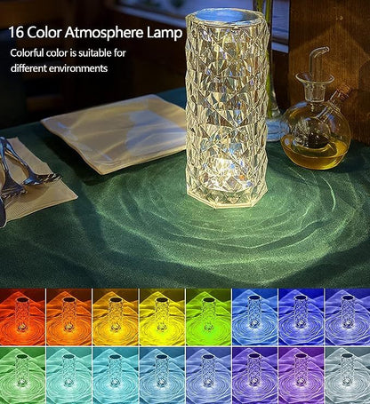 LED Crystal Table Lamp Rose Light Touch Enabled 16 Colors