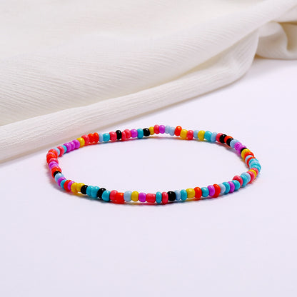 All-match Color Rice Bead Anklet Beach Style Jewelry