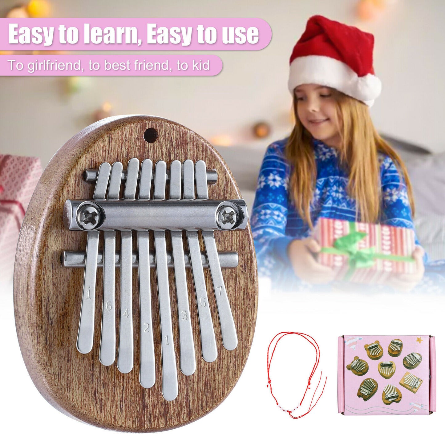 8 Keys Mini Kalimba Thumb Piano Finger Portable Wood Musical Toy Gift For Kids 8 Key Mini Kalimba Thumb Piano With Lanyard Finger Piano Portable Marimba Musical Pendant Gift