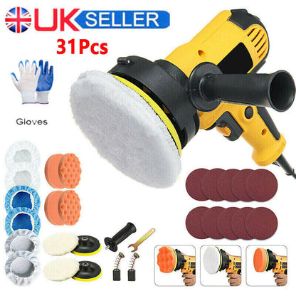 Electric Polisher Buffer Sander Car Polishing Machine Buffing Sponge Kit UK PLUG