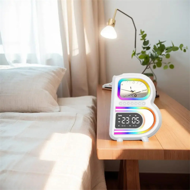 2024 New B-Shaped Bluetooth Speaker Multifunctional Smart Music Rhythm Lighting Phone Wireless Charger