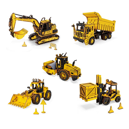 Robotime Rokr Construction Vehicles Truck Toys Set 3D Wooden Puzzles For Boys