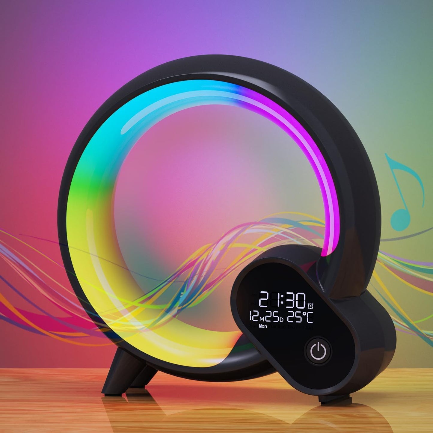 Smart Creative Q Light Analog Sunrise Digital Display Alarm Clock Bluetooth Audio Intelligent Wake-up Q Colorful Atmosphere Light