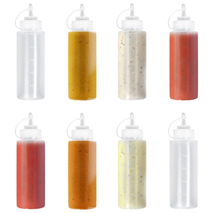 8PCS Or 4PCS Pack Plastic Squeeze Sauce Bottles Kitchen Condiment Dispenser Mayo 500ml