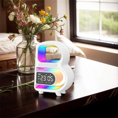 2024 New B-Shaped Bluetooth Speaker Multifunctional Smart Music Rhythm Lighting Phone Wireless Charger