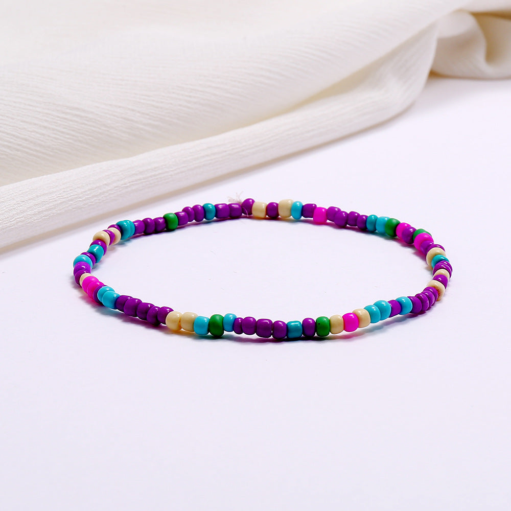 All-match Color Rice Bead Anklet Beach Style Jewelry