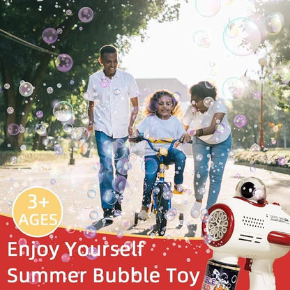 Bubble Gun, Space Bubble Machine For Kids Toddlers, Leak Proof Design, Automatic Bubble Blower Maker With Light And Bubble Solution, Summer Outdoor Toys For Birthday Party