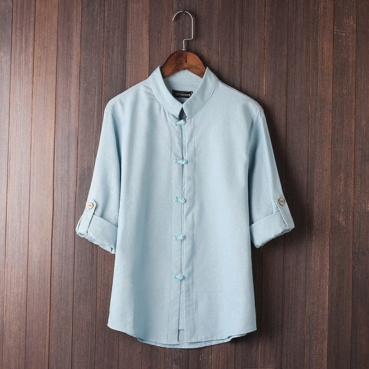 Breazy Soft Men's Linen Vintage Plus Size Shirt