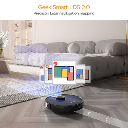 Geek Smart L7 Robot Vacuum Cleaner And Mop, LDS Navigation, Wi-Fi Connected APP, Selective Room Cleaning,MAX 2700 PA Suction, Ideal For Pets And Larger Homes