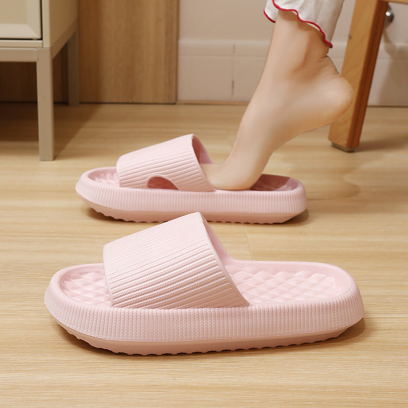 Summer EVA Slippers Solid Color Rhombus Stripe Anti-slip Slippers New Home Shoes