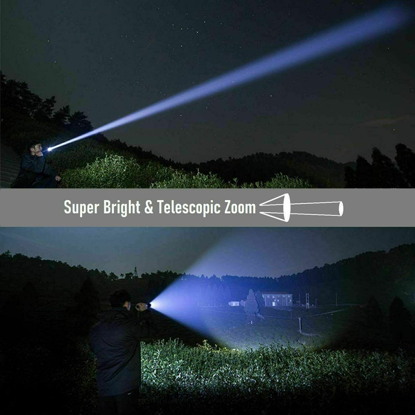 High Power Military Grade 12.000 Lumen Ultra Bright Aluminum Flashlight LED Rechargeable