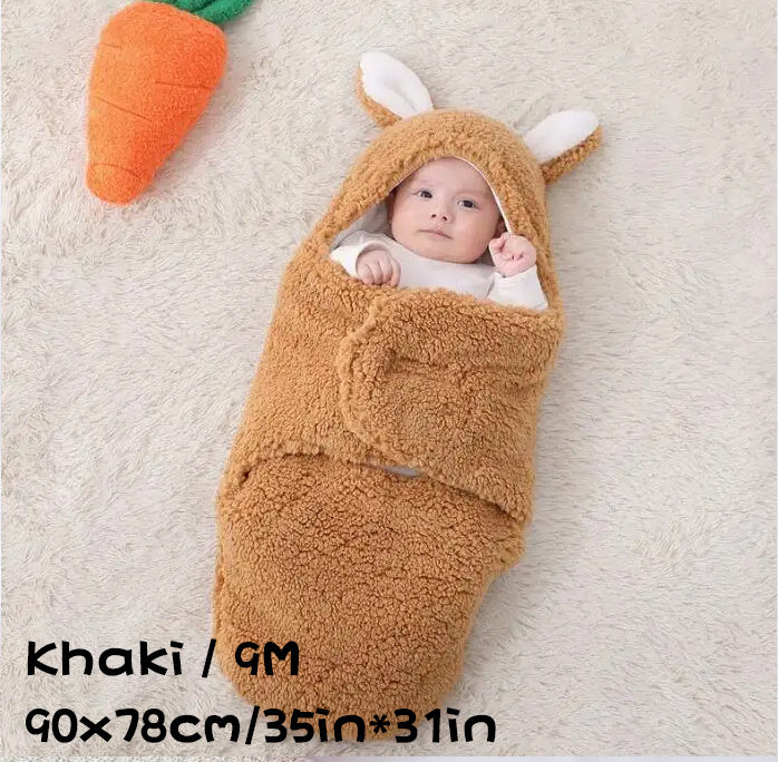 Super Soft Baby Sleeping Bag Fluffy Fleece Newborn Blanket Swaddle Blankets, Unisex Baby Wrap For Newborn Baby Boys Girls With Head-Protecting & Head-Supporting Function, Wearable Swaddle Sleep Sack