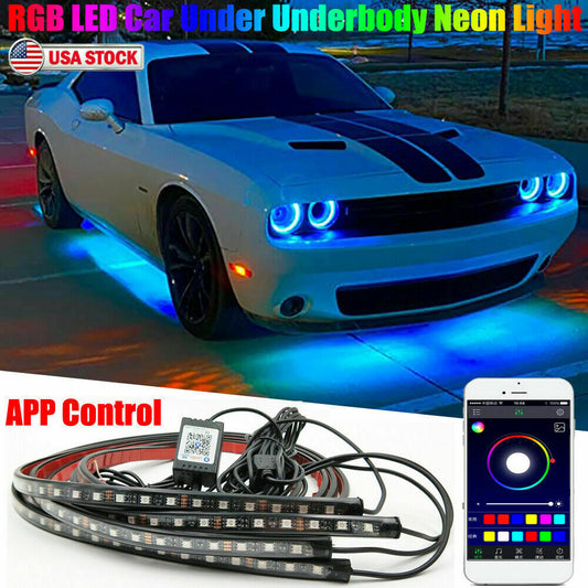 Smart Car Underglow Light Flexible Strip LED Underbody Lights Remote APP Control Car Led Neon Light RGB Decorative Atmosphere Light