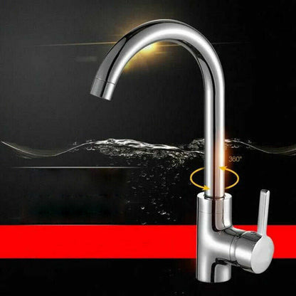 Kitchen Sink Mixer Taps Swivel Spout Single Lever Tap Mono Modern Chrome Faucet