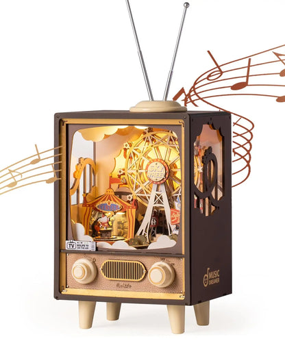 Robotime ROKR  Rolife Sunset Carnival Music Boxes With Lights For Kids Adults Home Decoration Luxurious Design 3D Wooden Puzzle Toys