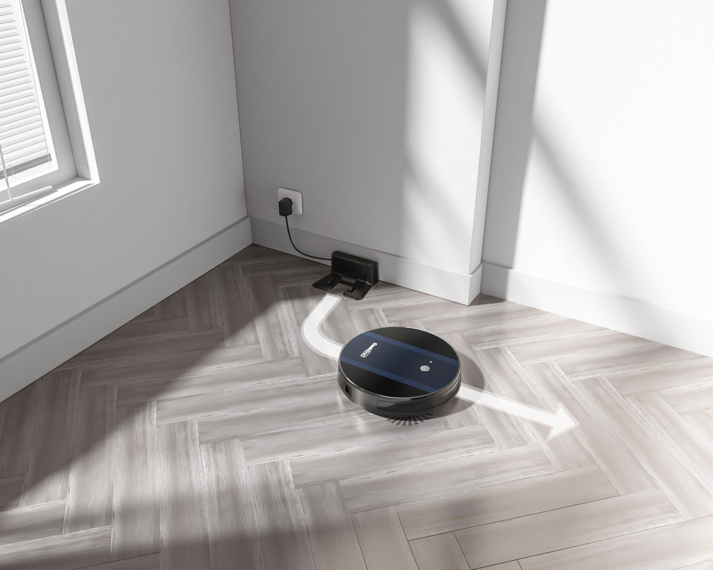 Geek Smart Robot Vacuum Cleaner G6 Plus, Ultra-Thin, 1800Pa Strong Suction, Automatic Self-Charging, Wi-Fi Connectivity, App Control, Custom Cleaning, Great For Hard Floors To Carpets.