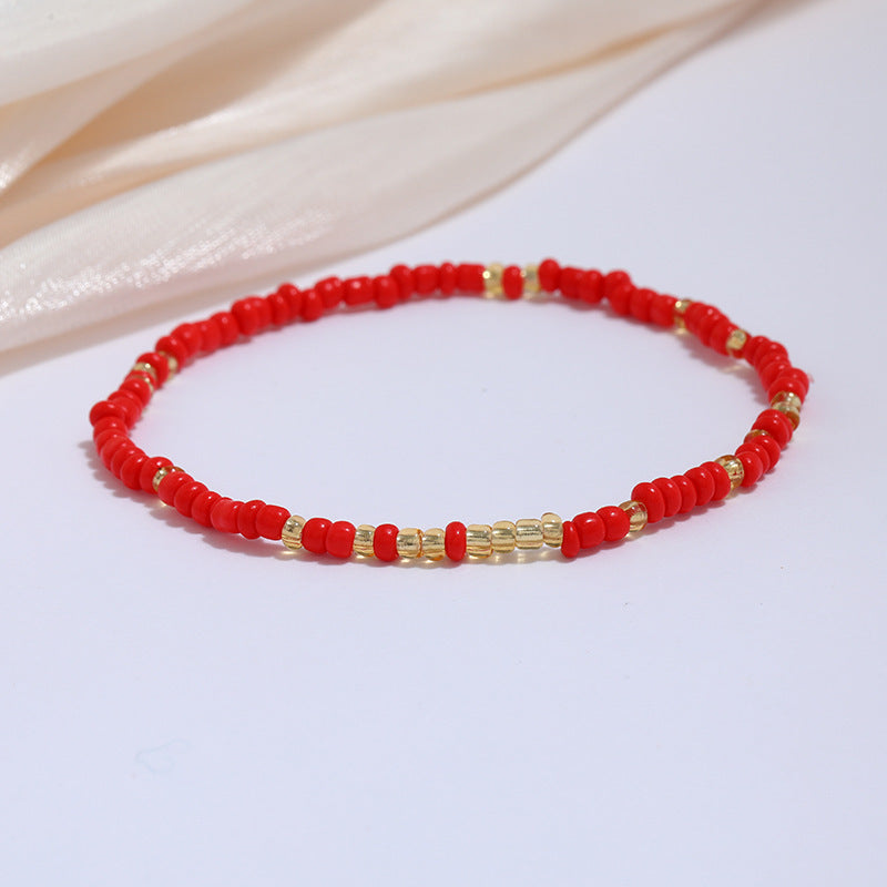 All-match Color Rice Bead Anklet Beach Style Jewelry