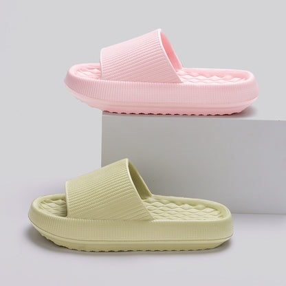 Summer EVA Slippers Solid Color Rhombus Stripe Anti-slip Slippers New Home Shoes