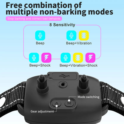 Smart Automatic Anti Barking Dog Collar Rechargeable Bark Stopper Stop Barking HD Digital Display IP67 Waterproof Collar For Dogs