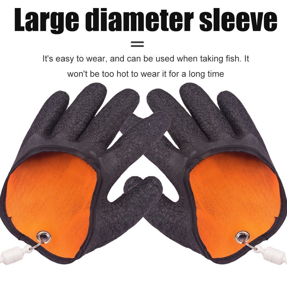 Fishing Gloves Anti-Slip Protect Hand From Puncture Scrapes Fisherman Professional Catch Fish Latex Hunting Gloves