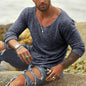 Men's Boho Loose Casual Long Sleeves Collar T-shirt