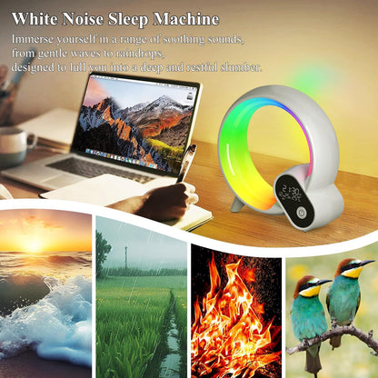 Smart Creative Q Light Analog Sunrise Digital Display Alarm Clock Bluetooth Audio Intelligent Wake-up Q Colorful Atmosphere Light