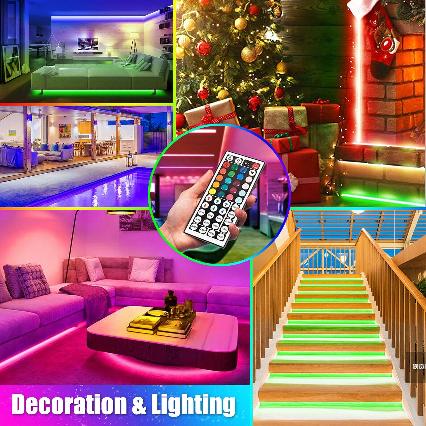 16.4FT RGB Flexible 300LED Strip Light SMD Remote Fairy Lights Room TV Party Bar  LED Strip Light Remote Fairy Light Room Party Waterproof