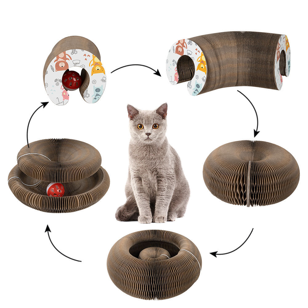 Deformable Interactive Corrugated Foldable Cat Scratcher Cardboard