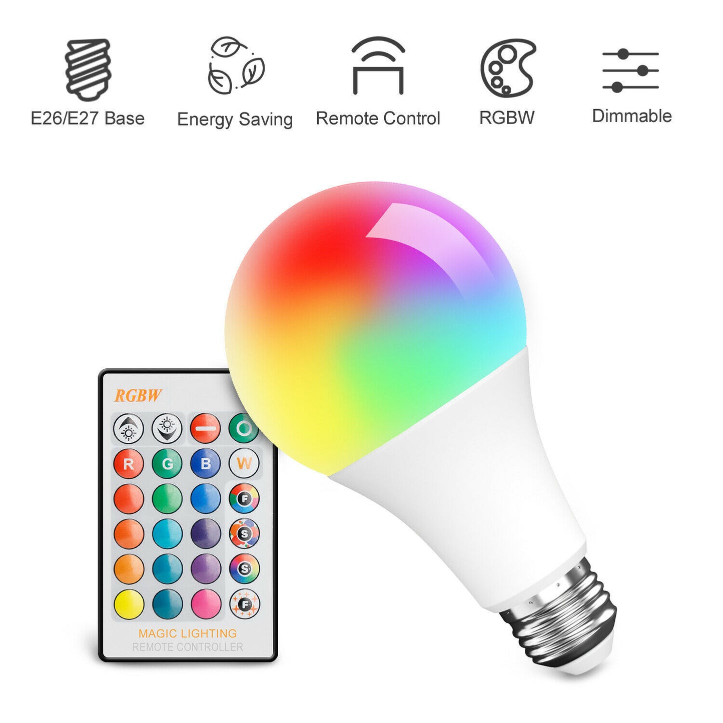 Alexa LED Light Bulb 15W RGB Smart Wireless Remote Dimmable Lamp Color Changing Smart WiFi LED Light Bulb Multi-Color For Alexa