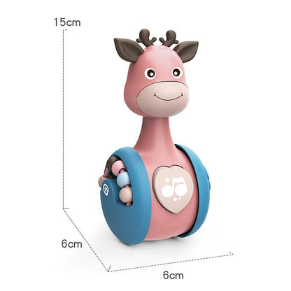 Sliding Deer Baby Tumbler Rattle 3 In 1 Sliding Tumbler Toy Baby Rattle Montessori Bath Toy For W Built-in Ring Bear Roly-Poly Early Learning Christmas Tumbler