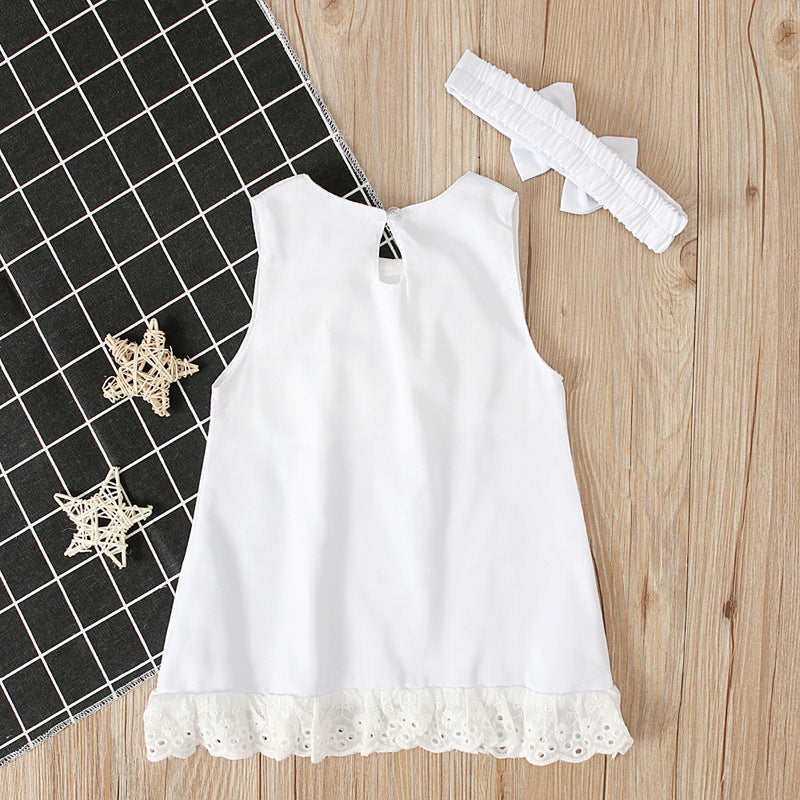 Girls cute baby sleeveless bow skirt