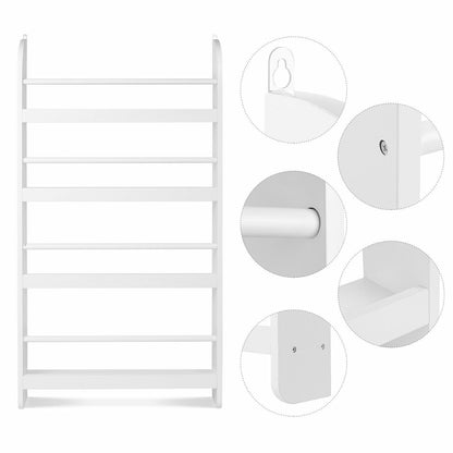 White Children Bookcase Unit Shelving Wooden Rack Kids Display Bookshelf Storage