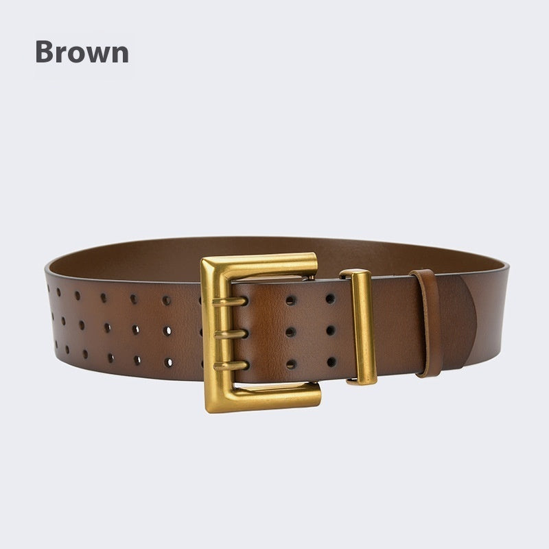 Three Button Waist Belt With Personalized Decorative Needle Buckle