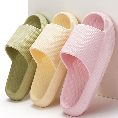 Summer EVA Slippers Solid Color Rhombus Stripe Anti-slip Slippers New Home Shoes