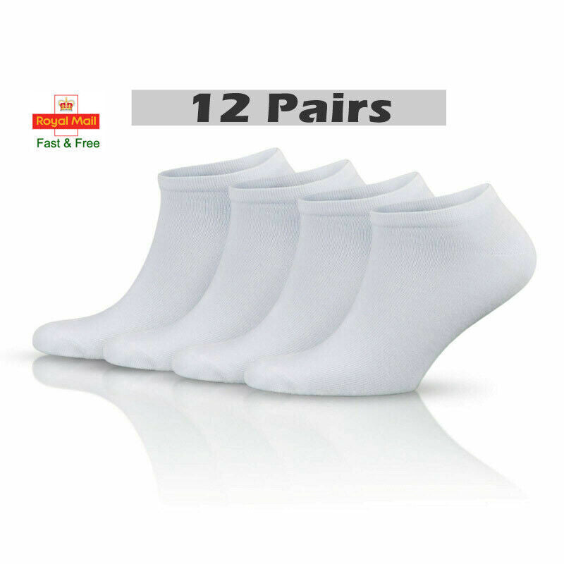 12 Pair Men Women Trainer Liner Ankle Socks Invisible Cotton Low Cut Sport Socks